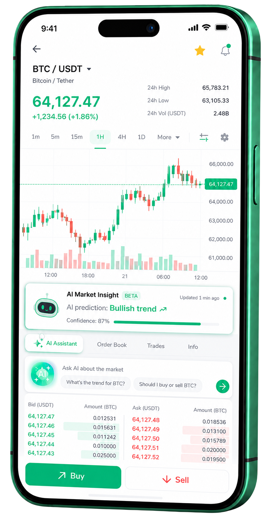 Application mobile de trading Forêt Rendoire fonctionnant sur un smartphone